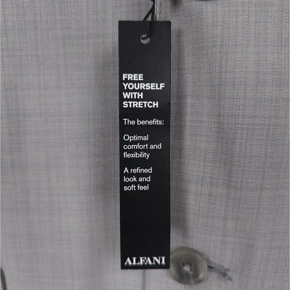 Alfani Mens Slim Fit Blazer Sz Large Light Grey Lightweight Stretch *Defect*